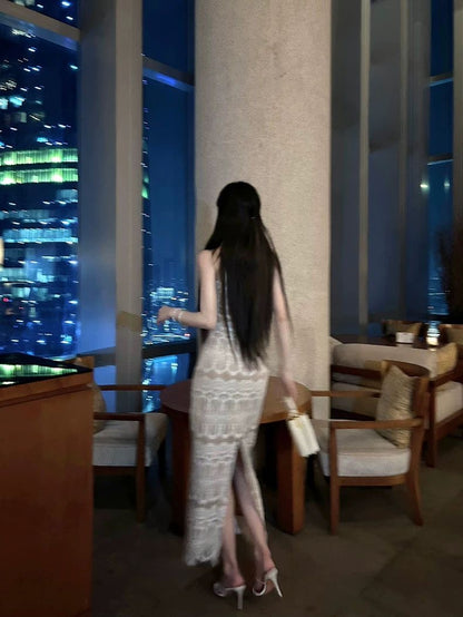 Luxe Lace High-Neck Maxi Dress