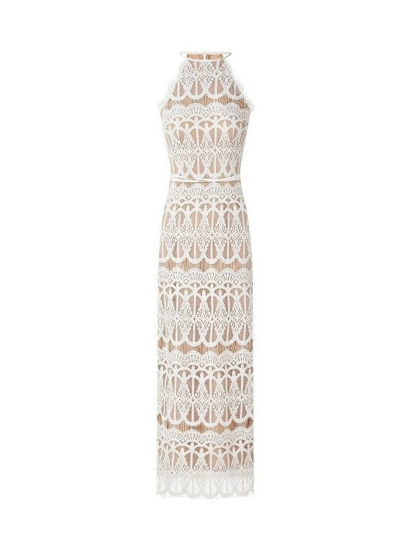 Luxe Lace High-Neck Maxi Dress