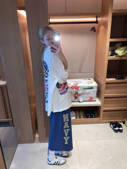 Street Style Wide-Leg Logo Shorts