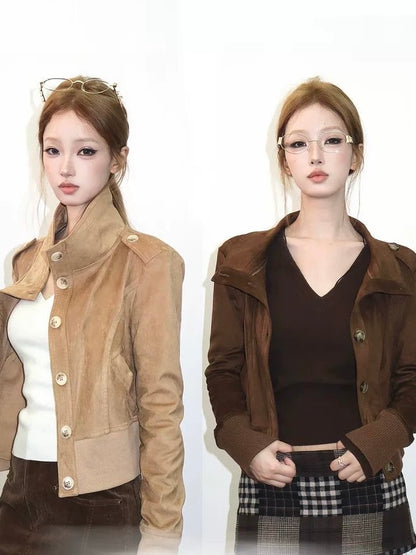 Suede Panel Short Jacket