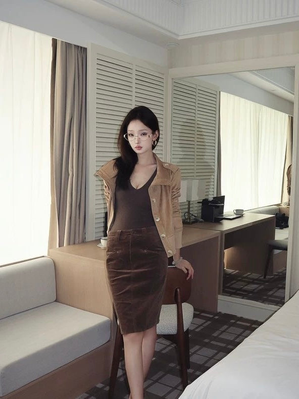 Suede Panel Short Jacket