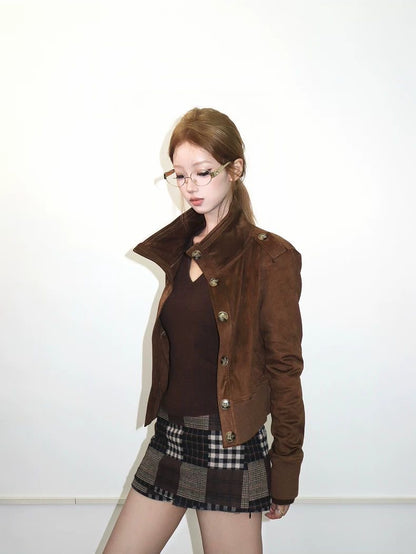 Suede Panel Short Jacket