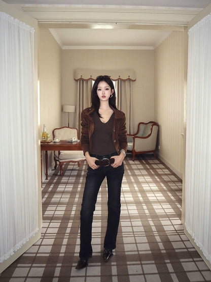 Suede Panel Short Jacket