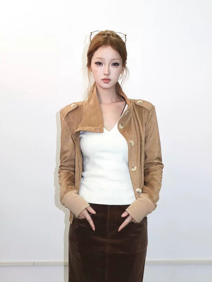Suede Panel Short Jacket