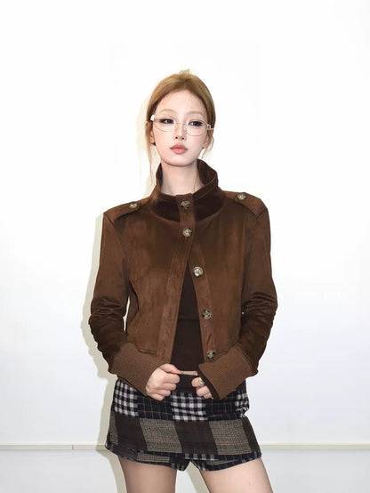 Suede Panel Short Jacket