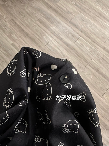 Hello Kitty Black & White Satin Pajama Set
