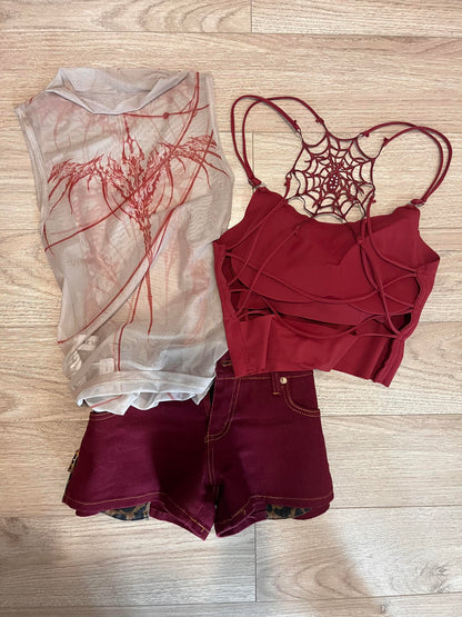 INNA Scarlet Midnight Web Backless Cami Top