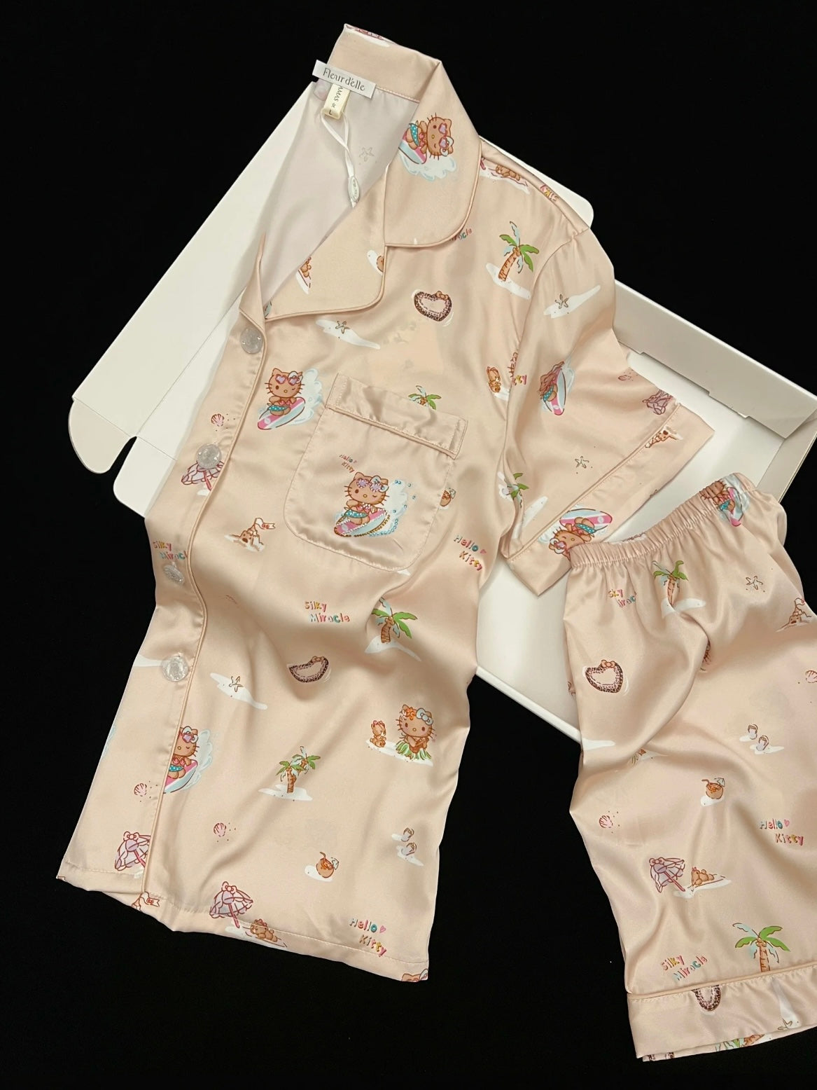 Hello Kitty Surfing Pajama Set - Brown Short Sleeve