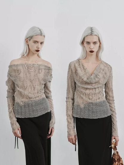 Sunlit Coral Off-Shoulder Cowl Top