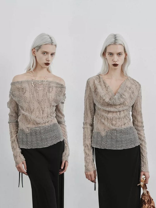 Sunlit Coral Off-Shoulder Cowl Top