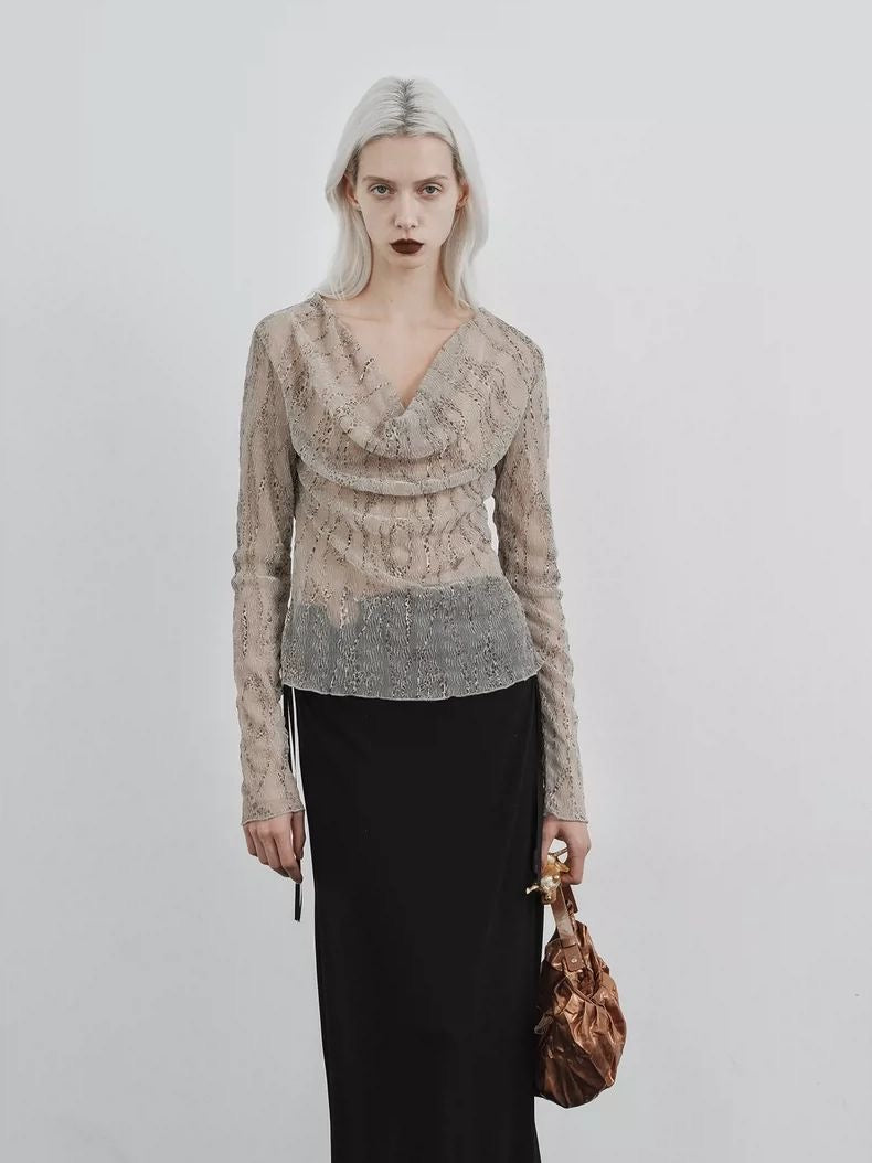 Sunlit Coral Off-Shoulder Cowl Top