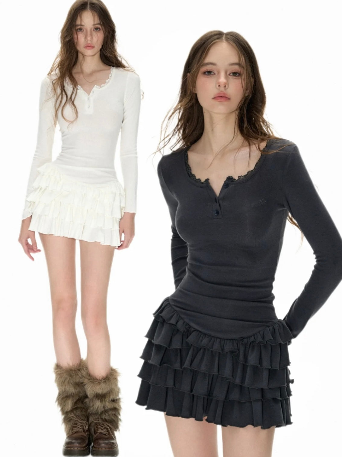 Frill Dreams: Ruffled Knit Mini Dress