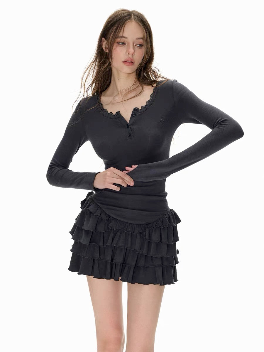 Frill Dreams: Ruffled Knit Mini Dress