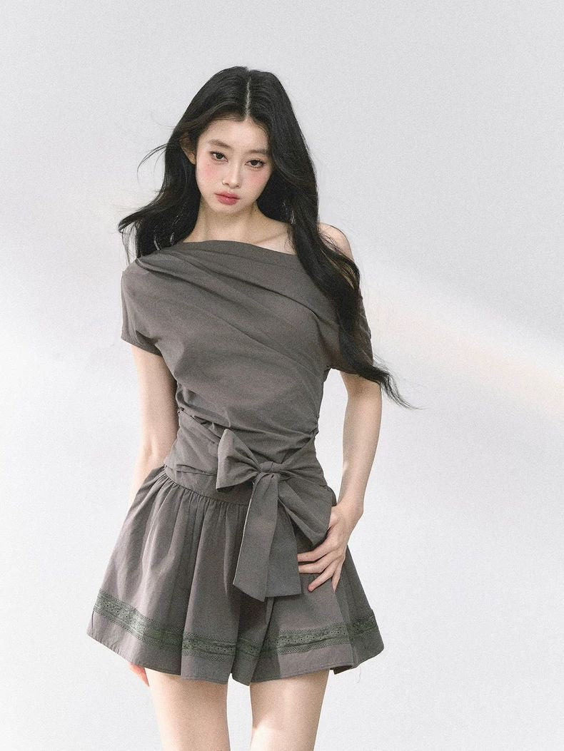 Asymmetric Bow-Tie Mini Dress