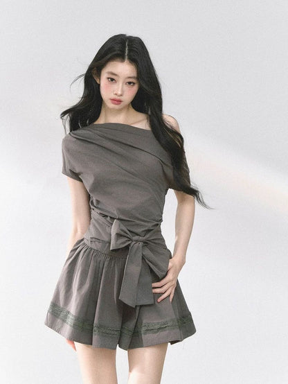 Asymmetric Bow-Tie Mini Dress