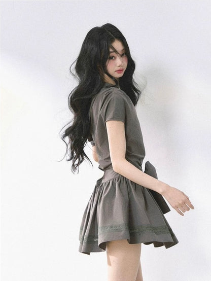 Asymmetric Bow-Tie Mini Dress