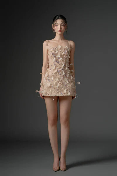 21SIX Dulfine Tulle Feather Flower Dress