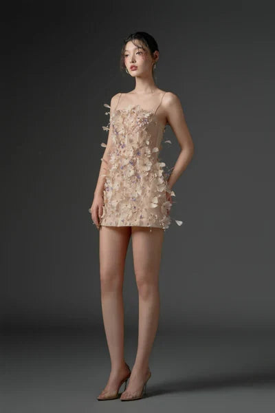 21SIX Dulfine Tulle Feather Flower Dress
