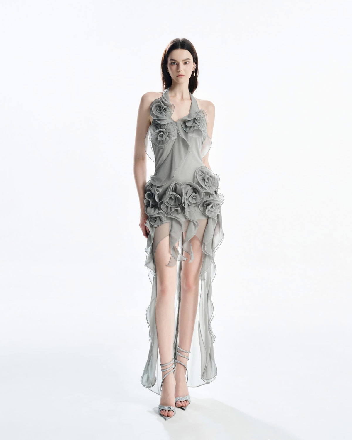 MUST HAVE 3D Floral Wrap Dress (Grey) — Must Have