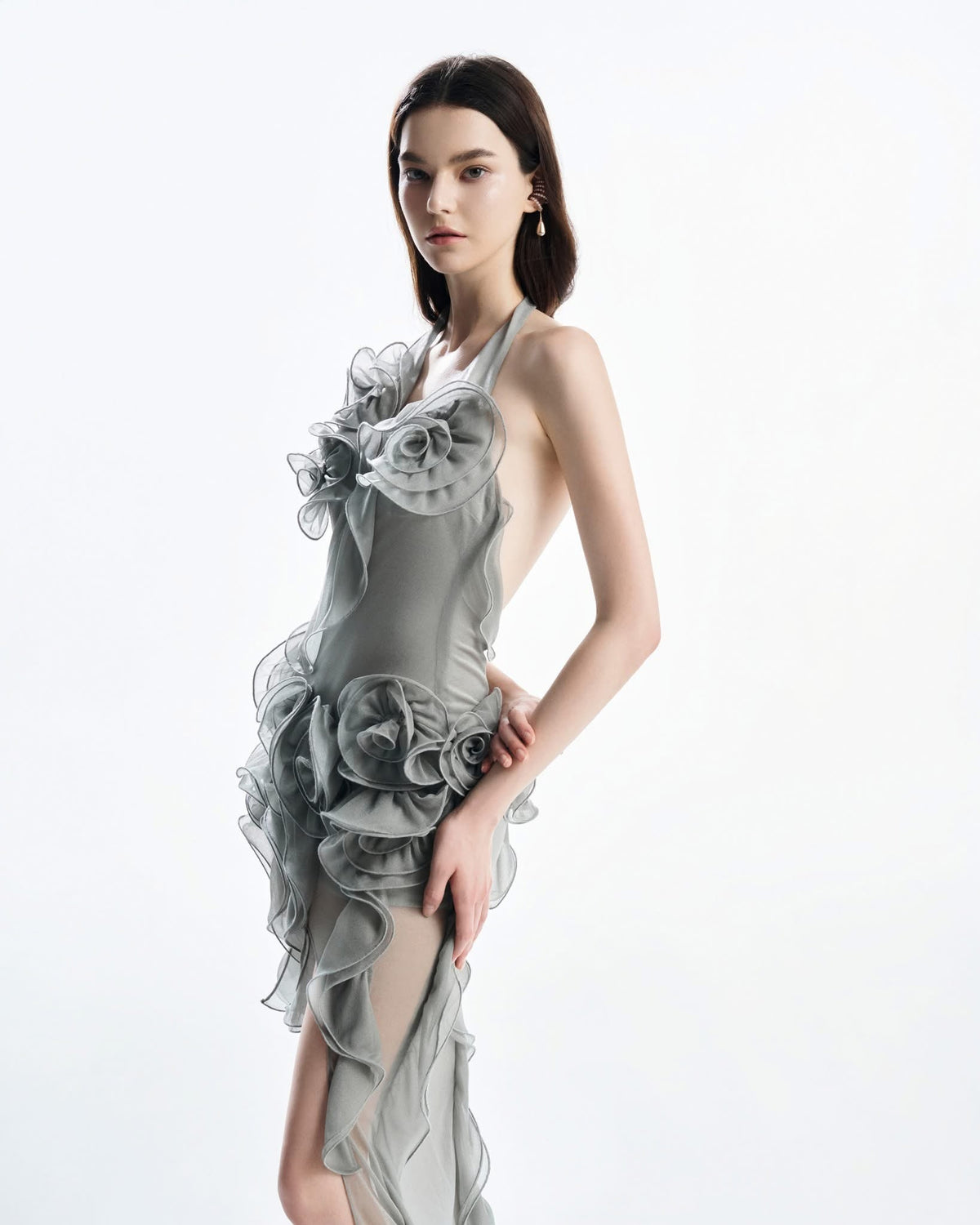 MUST HAVE 3D Floral Wrap Dress (Grey) — Must Have