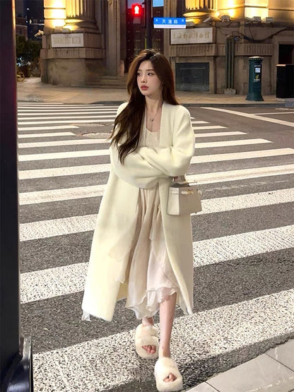 ‘White Velvet’ - Long White Mink Long Cardigan