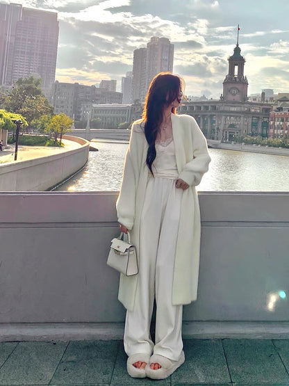 ‘White Velvet’ - Long White Mink Long Cardigan