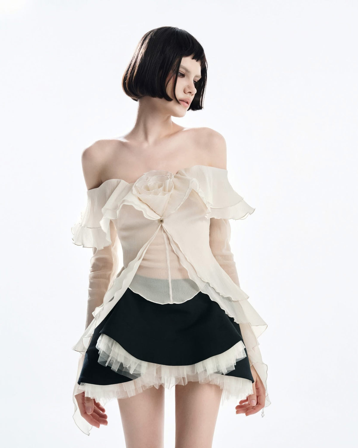 MUST HAVE 3D Floral Top & Two-tone Mini Skirt — Must Have