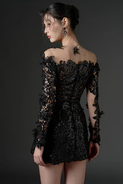 21SIX Pion Floral Sequin Lace Dress (3color)