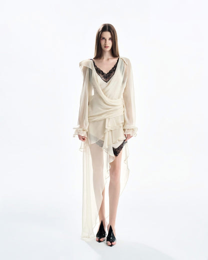MUST HAVE Two-Tone V-neck Layered Wrap Dress — Must Have