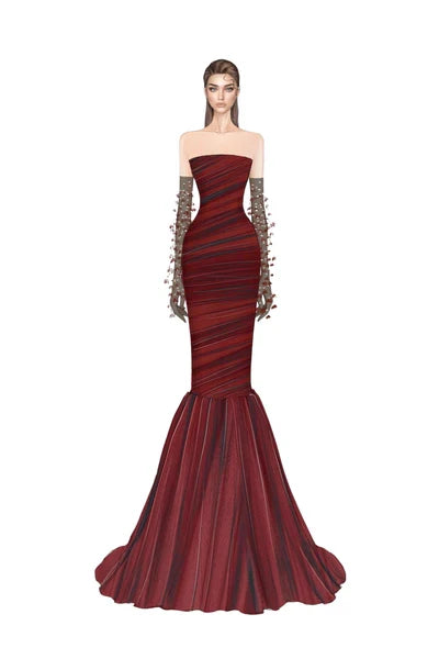 21SIX Hisan Tulle And Silk Dress (4color)