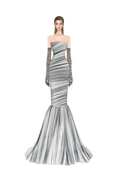 21SIX Hisan Tulle And Silk Dress (4color)
