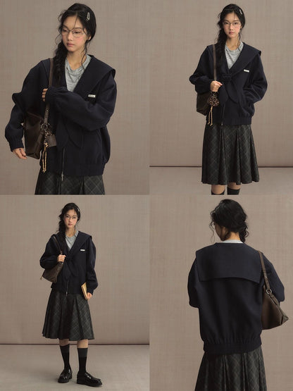 Vintage Navy Sailor Collar Jacket