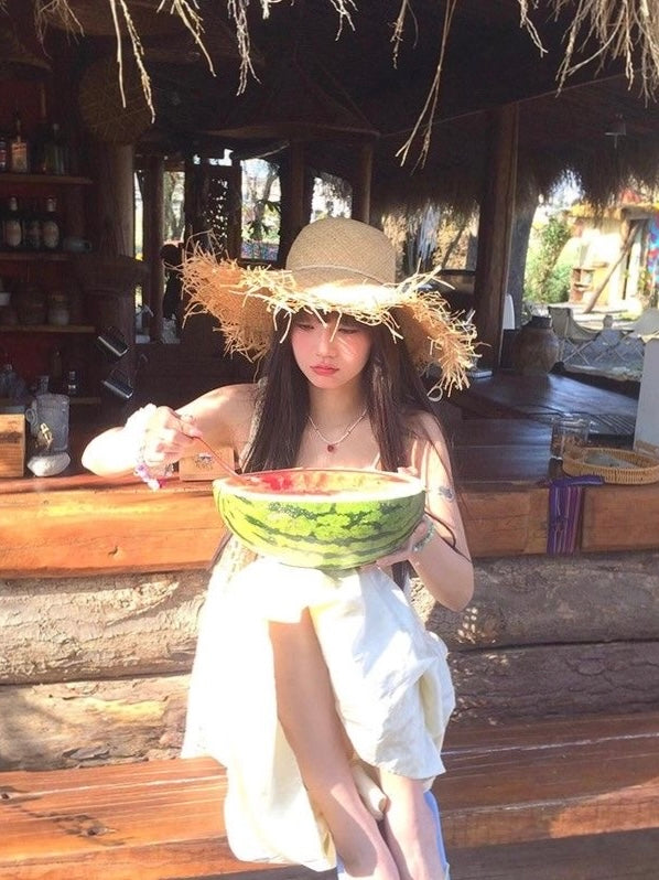 Frayed Straw Sun Hat
