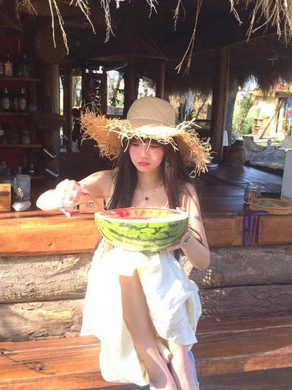 Frayed Straw Sun Hat