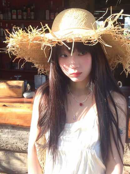 Frayed Straw Sun Hat