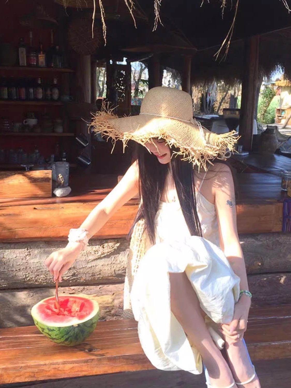 Frayed Straw Sun Hat