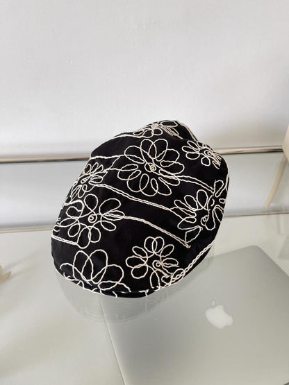 Embroidered Floral Beret