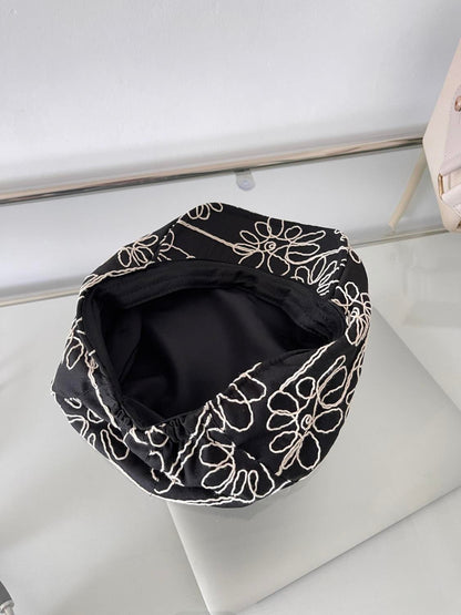 Embroidered Floral Beret