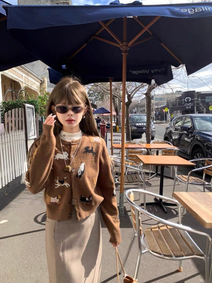 'Doggy Around The World' - Wool Cardigan