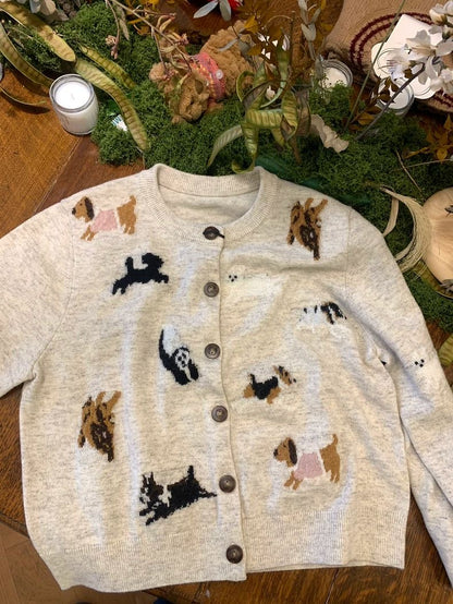 'Doggy Around The World' - Wool Cardigan