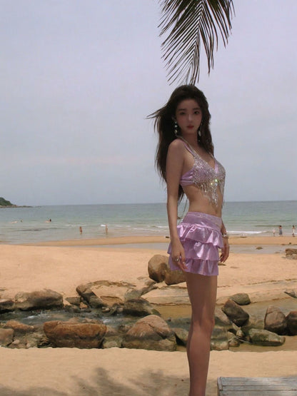 ‘Hawaiian Rain’ - Pink Bikini With Daimonds (4 In 1)