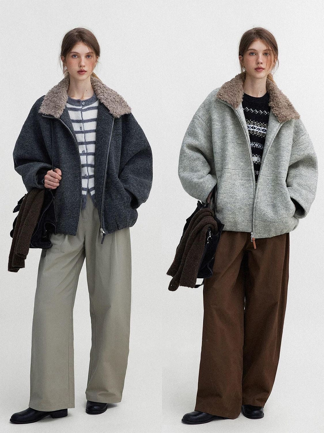Vintage Sherpa Collar Zip Jacket