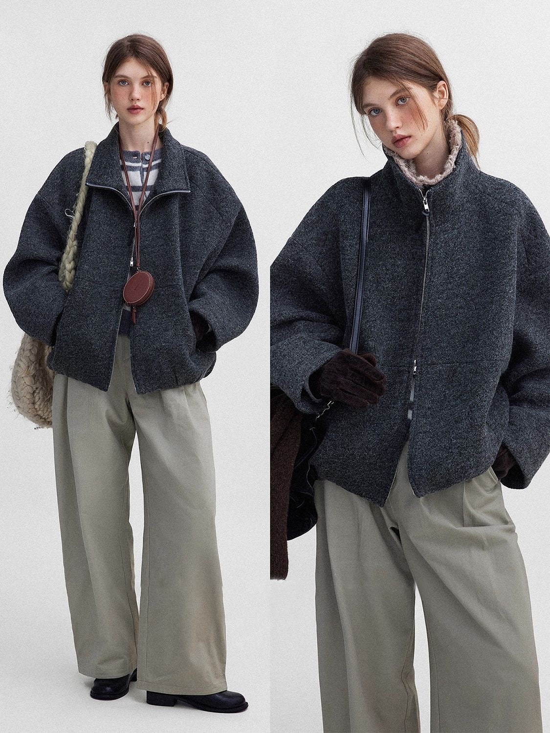 Vintage Sherpa Collar Zip Jacket