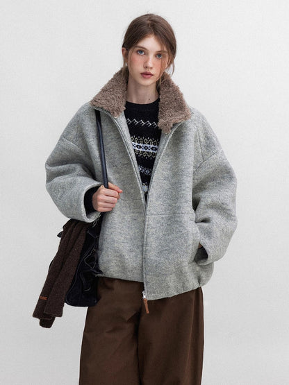 Vintage Sherpa Collar Zip Jacket
