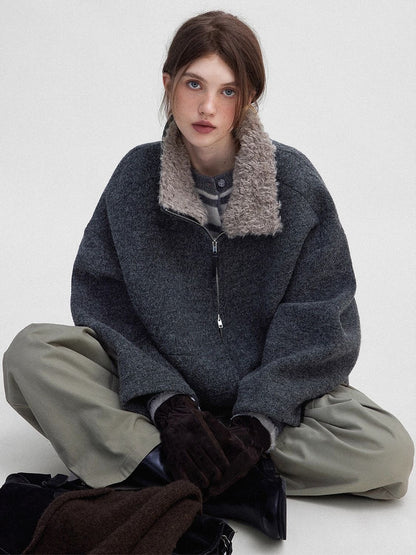 Vintage Sherpa Collar Zip Jacket