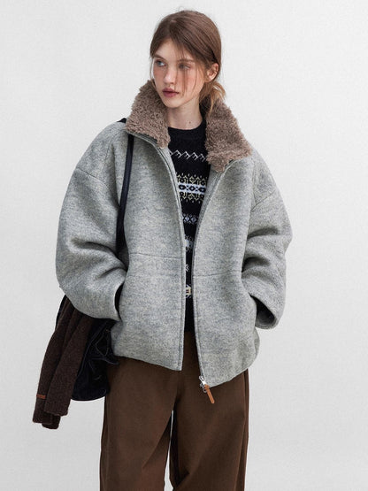 Vintage Sherpa Collar Zip Jacket