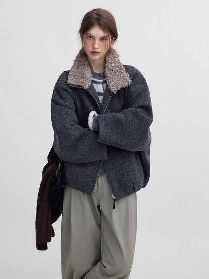 Vintage Sherpa Collar Zip Jacket