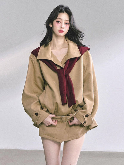 Minimal Belted Wool Jacket