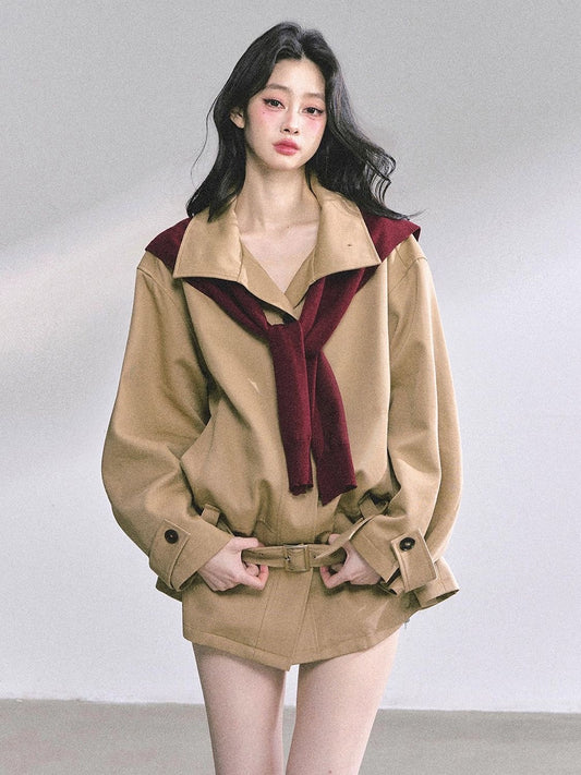 Minimal Belted Wool Jacket