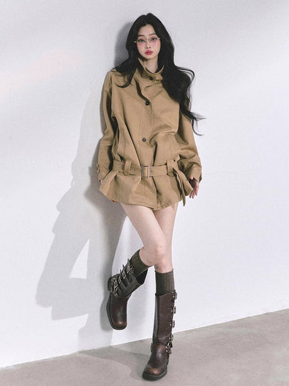 Minimal Belted Wool Jacket